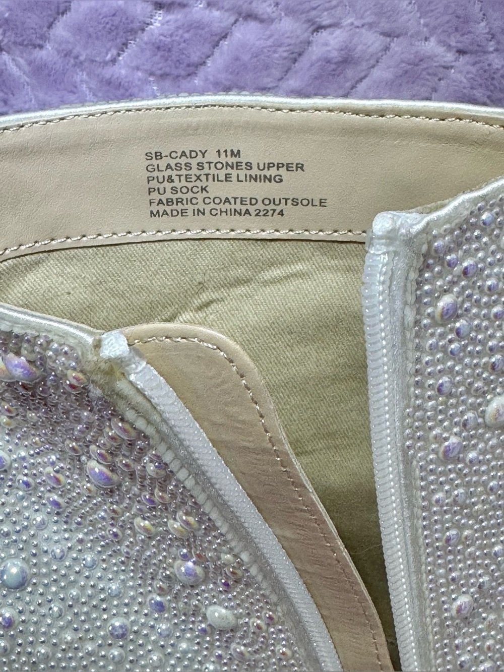 Betsey Johnson Cady Pearl Rhinestone Women’s Booties Ivory Size 11 - Picture 5 of 10